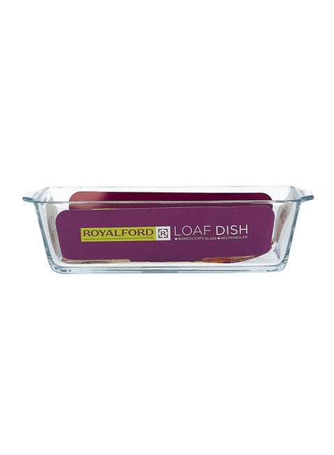 Royalford Borosilicate Rectangular Glass Loaf Dish Clear 0.8L