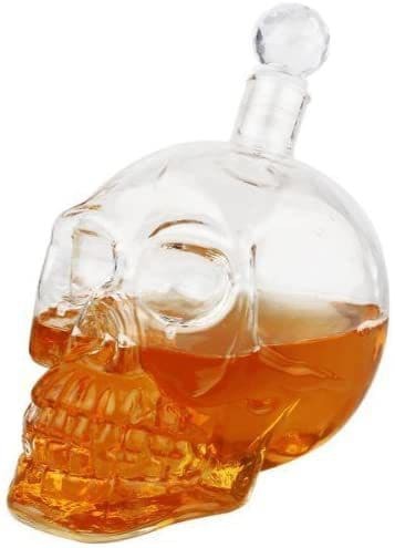 Doreen Skull Head Vodka Whiskey Shot Glass Bottle Decanter, 350ml, Transparent