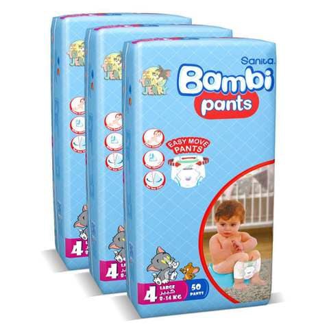 Sanita Bambi Pants Jumbo Pack, Size 4 Large 8-14 kg 50 Countx3