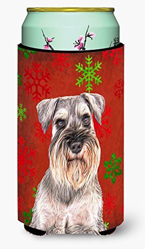 Caroline&#39;s Treasures Kj1186Tbc Red Snowflakes Holiday Christmas Schnauzer Tall Boy Beverage Insulator Hugger, Tall Boy, Multicolor