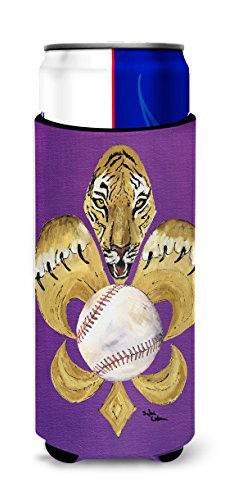 Caroline&#39;s Treasures 8476Muk Tiger Fleur De Lis Baseball Ultra Beverage Insulators For Slim Cans, Slim Can, Multicolor