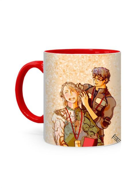 FMstyles Braiding Design Printed Mug White/Red 10 cm