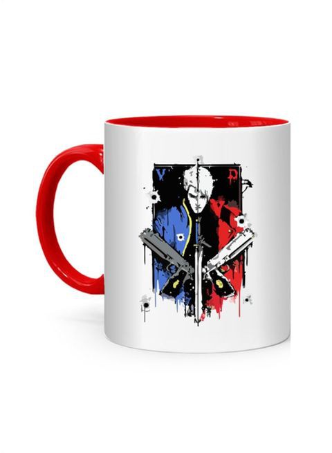 FMstyles Devils Never Cry Red Inner Mug Printed Mug White/Red 10 cm