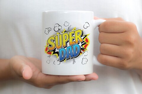 Giftmate Super Dad Printed Ceramic Tea and Coffee Mug 320ml