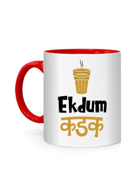 FMstyles Ekdum Kadak Printed Mug White/Red 10 cm