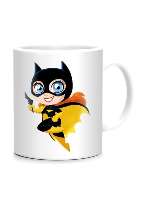 FMstyles Batgirl Printed Mug White/Black/Yellow 10 cm