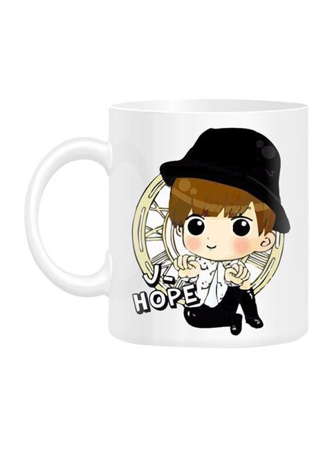 FMstyles BTS Member J-Hope Cartoon Printed Mug White 10 cm