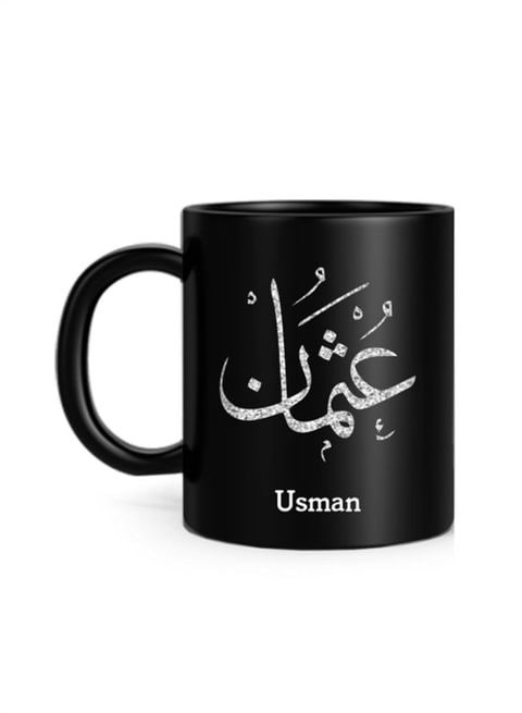 FMstyles Arabic Calligraphy Name Usman Printed Mug Black 10 cm