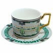 Bee Design Ceramic Coffee Cup With Saucer Stripe green - 350ml