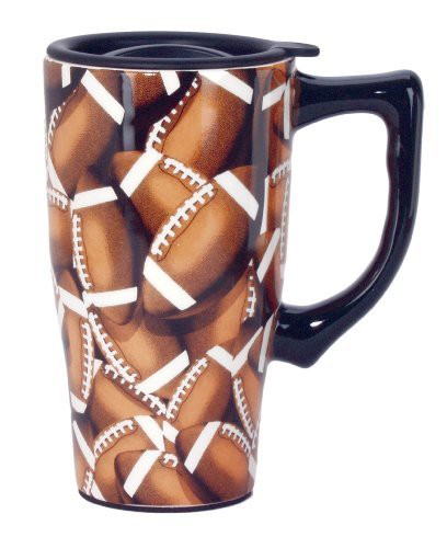 Spoontiques Football Travel Mug, One Size, Brown