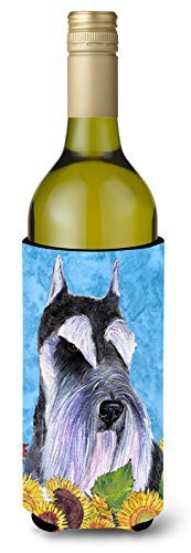 Caroline&#39;s Treasures Ss4110Literk Schnauzer In Summer Flowers Wine Bottle Beverage Insulator Beverage Insulator Hugger, Wine Bottle, Multicolor