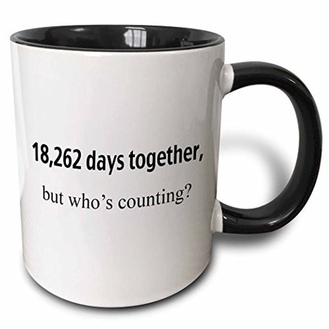 3Drose 18,262 Days Together, But Whos Counting Two Tone Mug, 11 Oz, Black/White