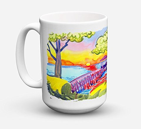 Caroline&#39;s Treasures 6060Cm15 Dock At The Pier Dishwasher Safe Microwavable Ceramic Coffee Mug 15 Ounce, 15 Ounce, Multicolor