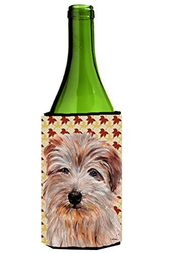 Caroline&#39;s Treasures Sc9688Literk Norfolk Terrier Fall Leaves Wine Bottle Beverage Insulator Hugger, Wine Bottle, Multicolor