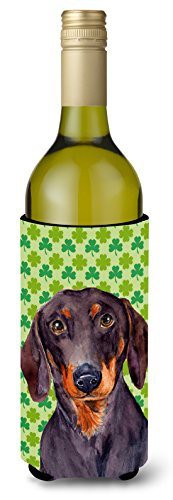 Caroline&#39;s Treasures Lh9178Literk Dachshund St. Patrick&#39;s Day Shamrock Wine Bottle Beverage Insulator Beverage Insulator Hugger, Wine Bottle, Multicolor