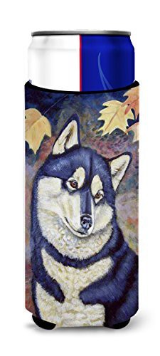 Caroline&#39;s Treasures 7173Muk Fall Leaves Siberian Husky Ultra Beverage Insulators For Slim Cans, Slim Can, Multicolor