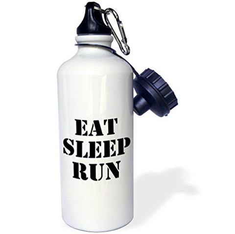 3Drose Eat Sleep Run Black Sports Water Bottle, 21 Oz, Multicolor