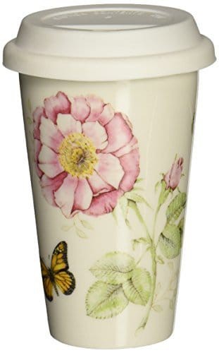 Lenox Butterfly Meadow Thermal Travel Mug -10 Oz, White -