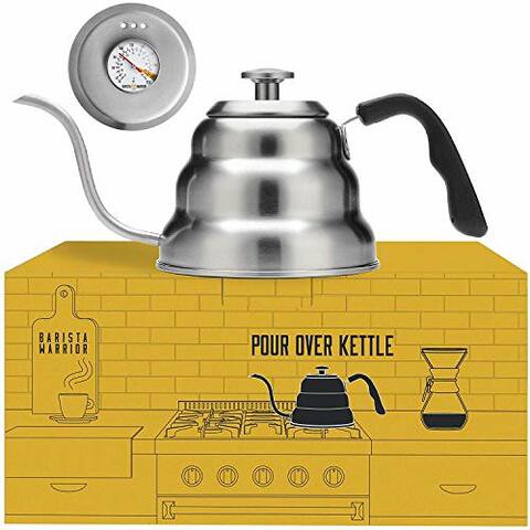 Pour Over Coffee Kettle with Thermometer for Exact Temperature - Gooseneck Pour Over Kettle for Drip Coffee and Tea (1.0 Liter | 34 fl oz)