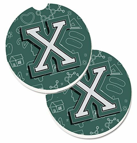 Caroline&#39;s Treasures CJ2010-XCARC Letter X Back to School Initial Set of 2 Cup Holder Car Coasters, Large, multicolor