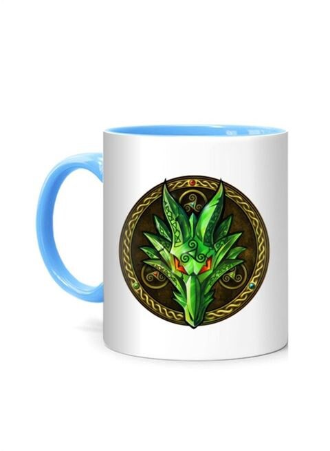 FMstyles Dragon Emblem Solo Printed Mug White/Blue 10 cm