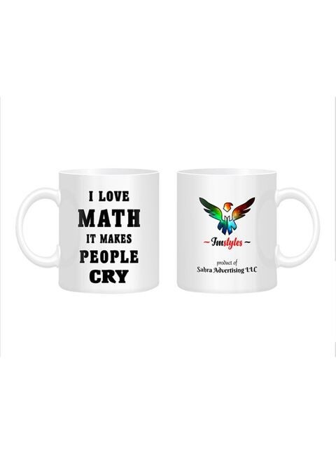 كوب بطبعة I Love Maths It Makes People Cry من FMstyles أبيض/أسود