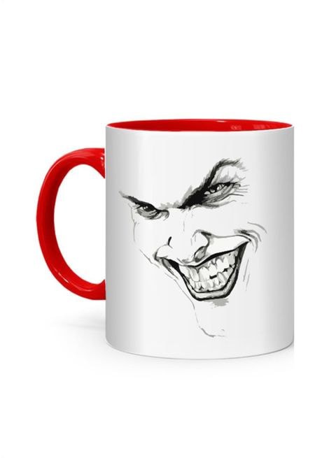 FMstyles Joker Devil Laugh Design Printed Mug White/Red 10 cm