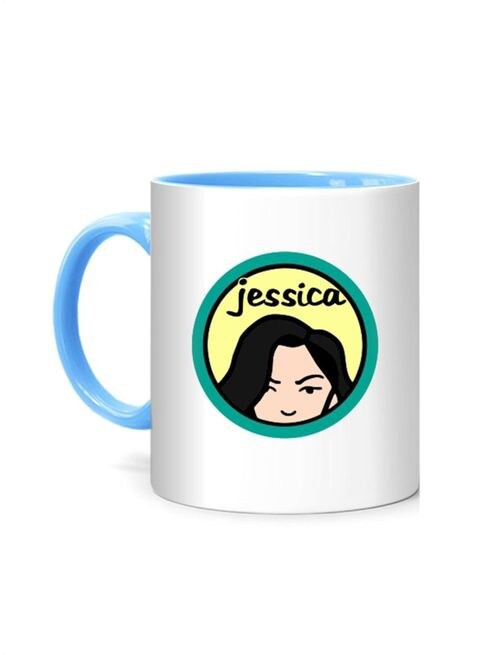 FMstyles Jessica Printed Mug White/Blue 10 cm