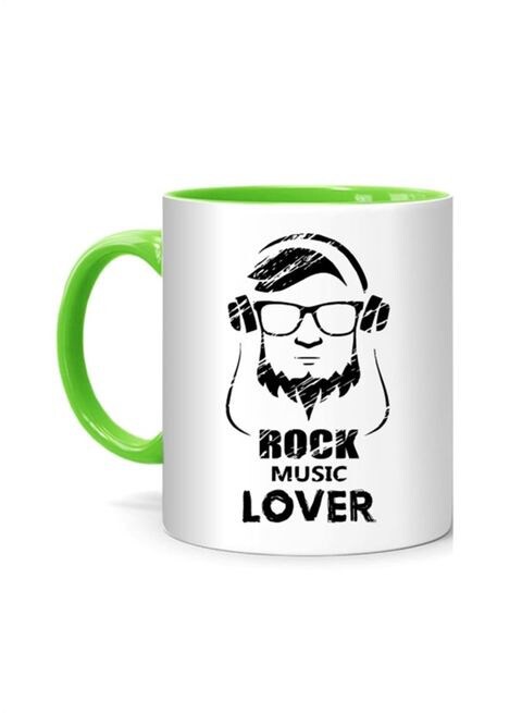 كوب بطبعة FMstyles Rock Music Lover أبيض/أخضر 10 سم