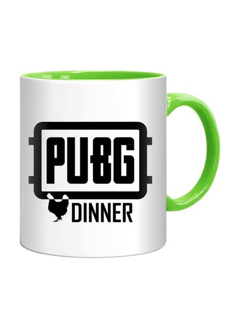 FMstyles PUBG Chicken Dinner Printed Coffee Mug Green/White/Black