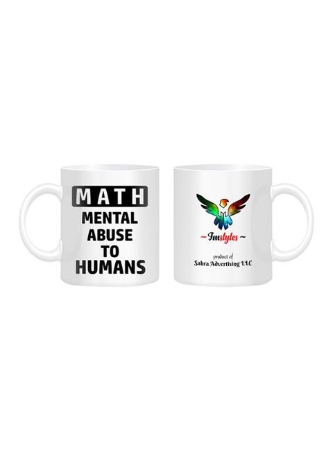 FMstyles Math Mental Abuse To Humans Printed Mug White/Black/Green