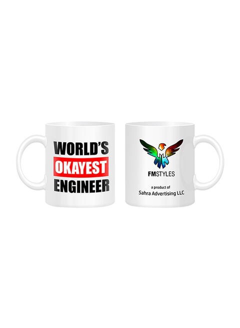 FMstyles World&#39;s Okayest Engineer Printed Mug White 10ounce