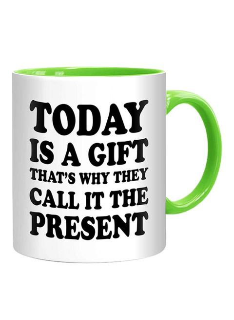 FMstyles Today Is A Gift Mug White/Black/Green 10 cm