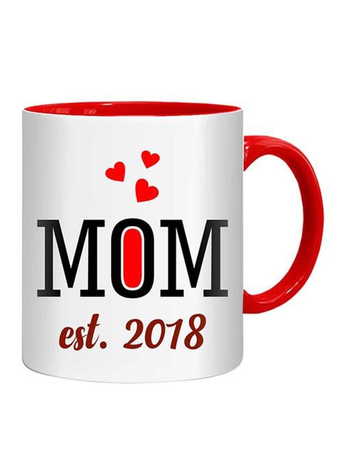 FMstyles Mom Est. 2018 Printed Mug Red/White/Black