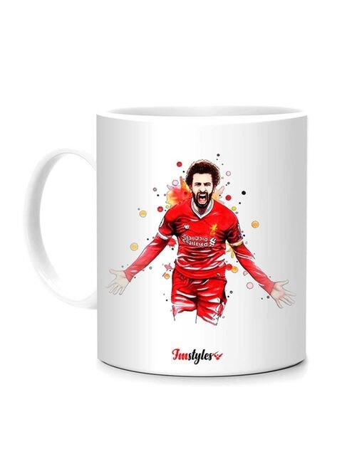 FMstyles Mohammed Salah Shoutout Action Printed Mug White/Red 10 cm