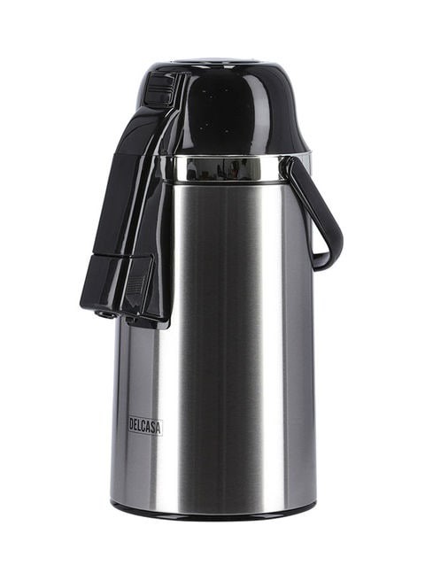 Delcasa Airpot Glass Vacuum Flask Silver/Black