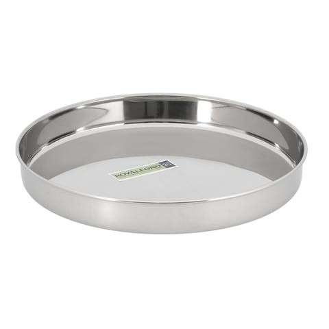 Royalford Khumcha Plate, Stainless Steel,28cm, RF10160 - Dinner Plate For Kids, Toddlers, Children, Feeding Serving Camping Plates, Reusable and Dishwasher Safe