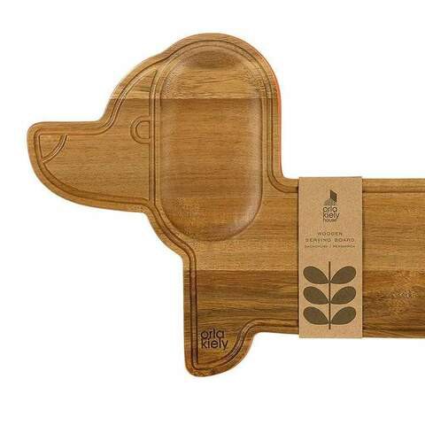 Wooden Serving Board Dachshund Persimmon