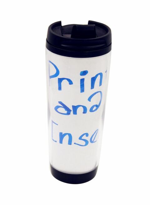 Generic Plastic Travel Tumbler With Paper Inserted Clear/Black 11ounce