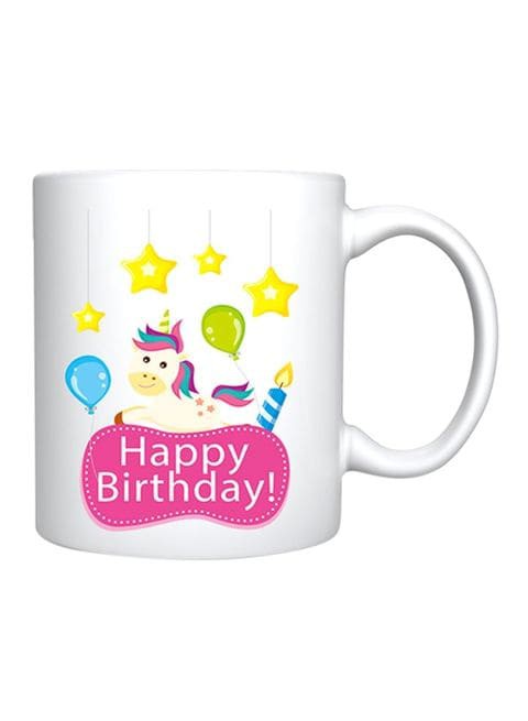 Giftex Ceramic Coffee Mug With Happy Birthday Unicorn Design White 10cm