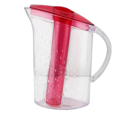 OBJE PLASTIK JUG WITH ICE TUBE, RED, POLYSTYRENE (MG-08-T)