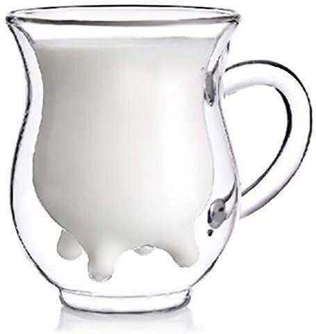 Binoster Double Layer Clear Glass Milk Cup,Hh-69