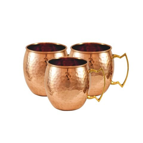 Divine Copper Hammered Beer Mug Set of 3, HSET3