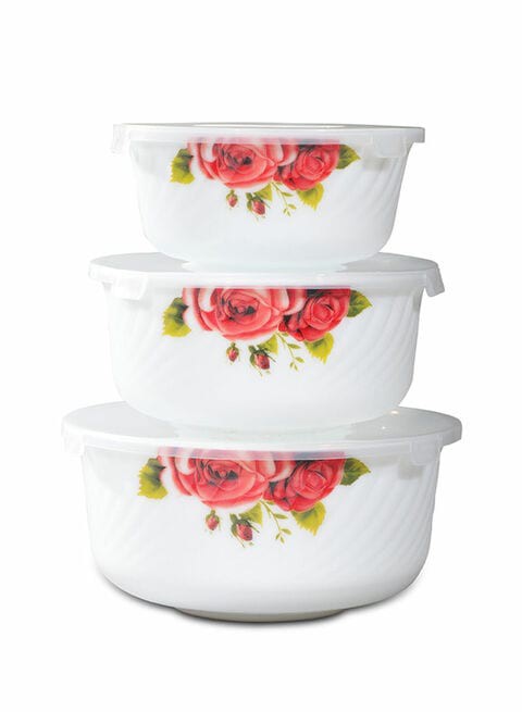 Delcasa 3-Piece Food Containers With Lid White/Red/Green