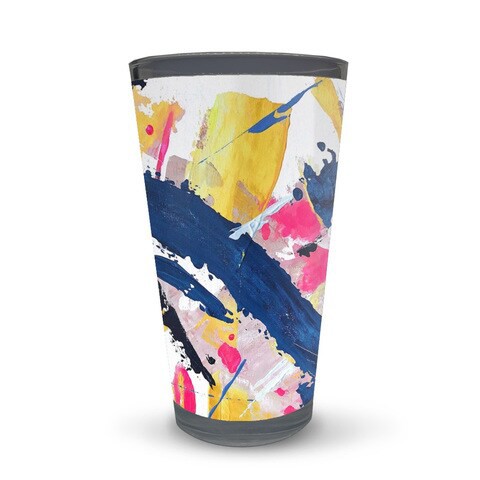 Abstract brush painting Latte Glass