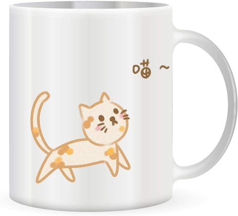 Giftex 11Oz White Ceramic Coffee Mug, Lovely Cat Pic Printed