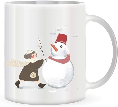 Giftex 11Oz White Coffee Mug, Ceramic Mug, Snowman Pic Printed