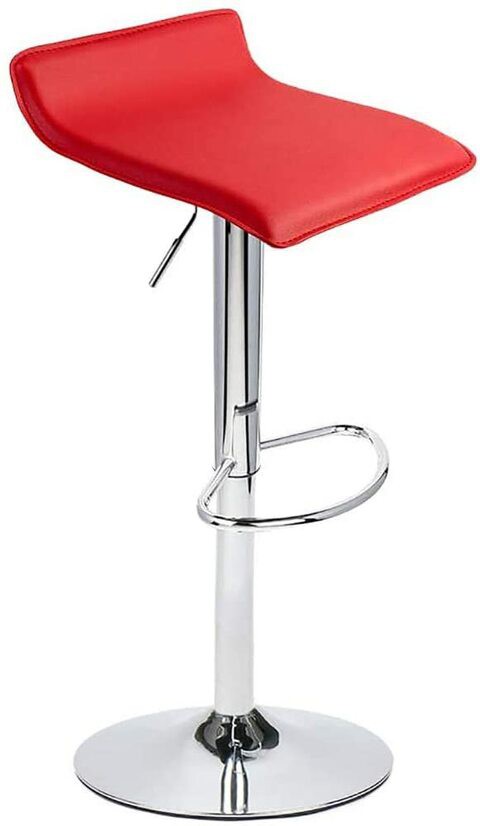 Alrm Adjustable Swivel Barstools, Pu Leather With Chrome Base, Pub Counter Chair (D-Red)