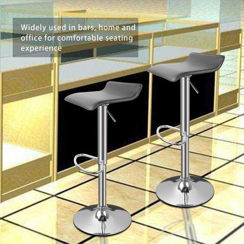 Nar 2Pcs Bar Stools, Modern Furniture Swivel Adjustable Pu Leather Seat Stools, With Chrome Plated Footrest And Base, For Kitchen Bar Bistro Pub Use (D-Black, 82~103Cm)