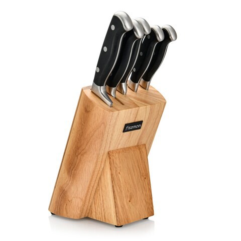 5 Pieces Tokachi Knife Set With Wooden Block Black 15x15x359cm